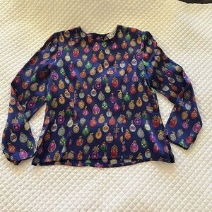 Vintage Carlisle 100% Silk faberge egg Inspired Blouse Novelty size 8